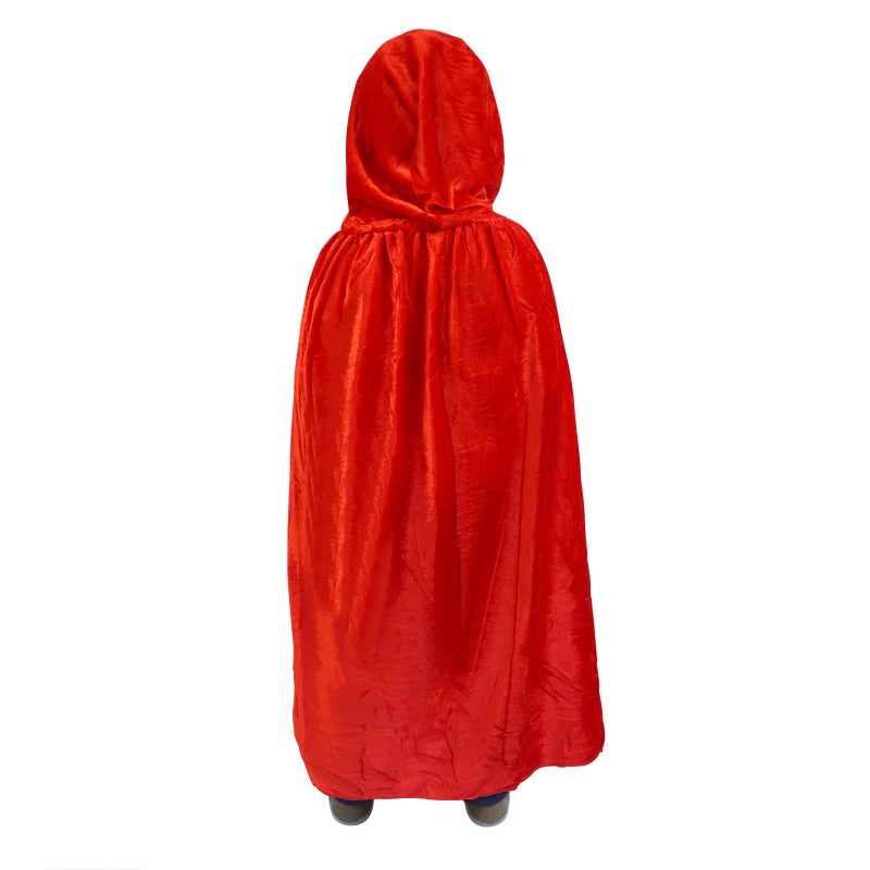 Clobeau Kids Halloween Christmas Costumes Cape Velvet Hooded Cosplay Party Cloak Wizard Robe Red - Image 3